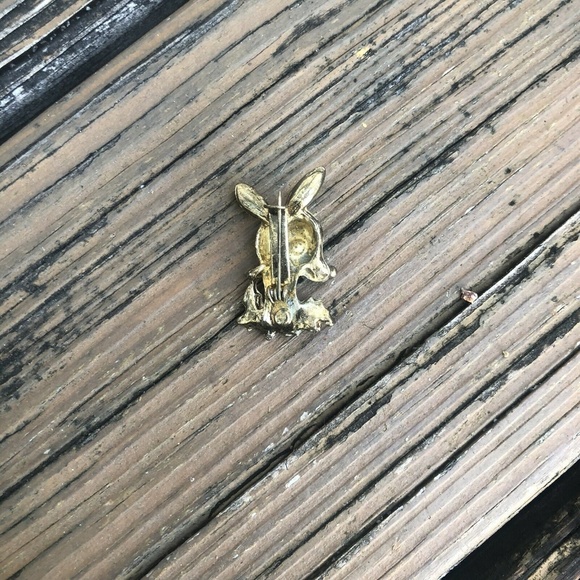 Rudolph Reindeer Deer Christmas Enamel Jeweled Brooch Red Blue Gold Pin Vintage - Picture 4 of 4